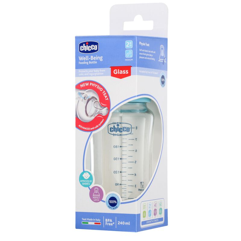 CHICCO WB GLASS FEEDING BOTTEL 2M-240ML