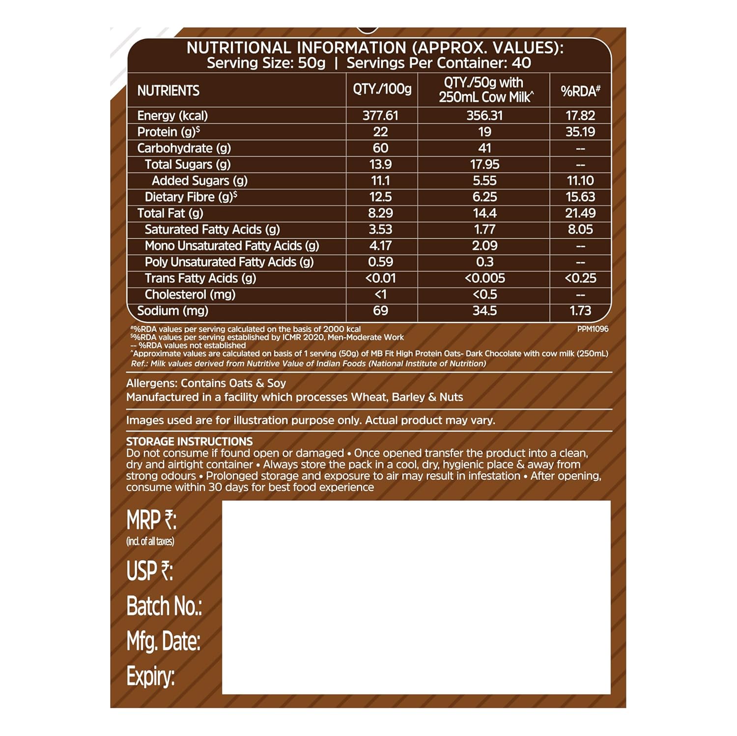 MUSCLEBLAZE HIGH PROTEIN OATS 2KG DARK CHOCOLATE