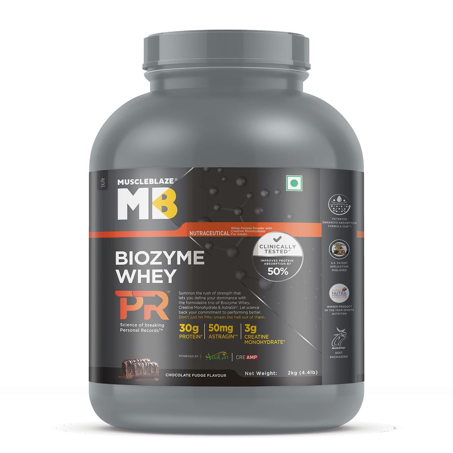 MUSCLEBLAZE BIOZYME WHEY PROTEIN PR POWDER CHOCOLATE FUDGE 4.4LB