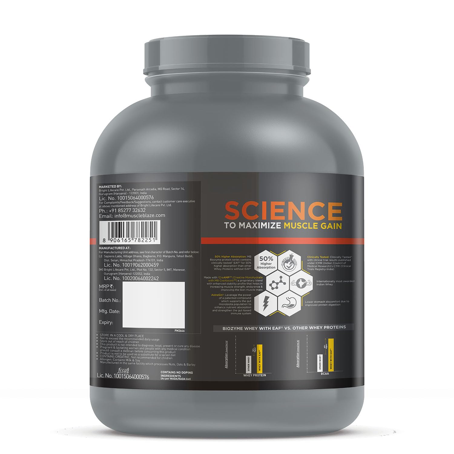 MUSCLEBLAZE BIOZYME WHEY PROTEIN PR POWDER CHOCOLATE FUDGE 4.4LB