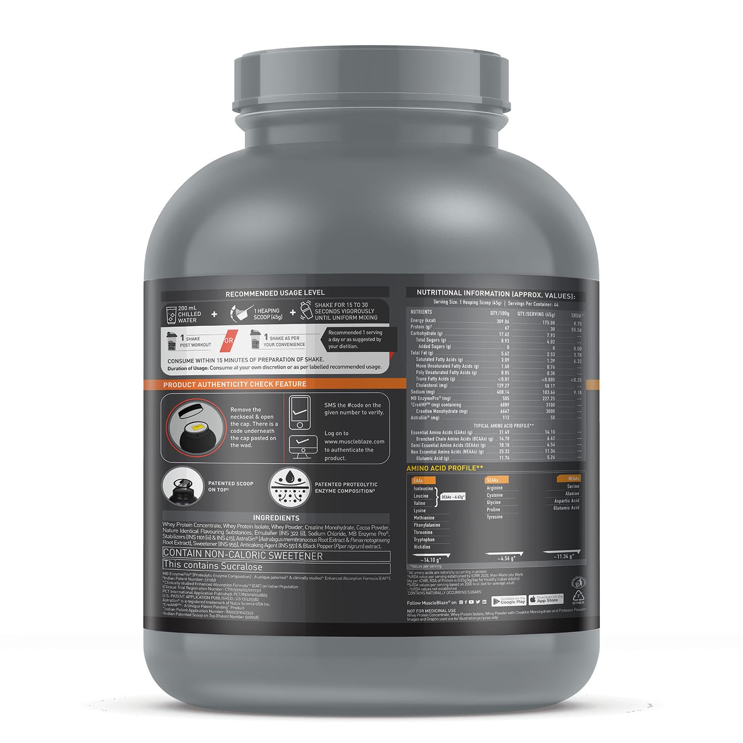 MUSCLEBLAZE BIOZYME WHEY PROTEIN PR POWDER CHOCOLATE FUDGE 4.4LB