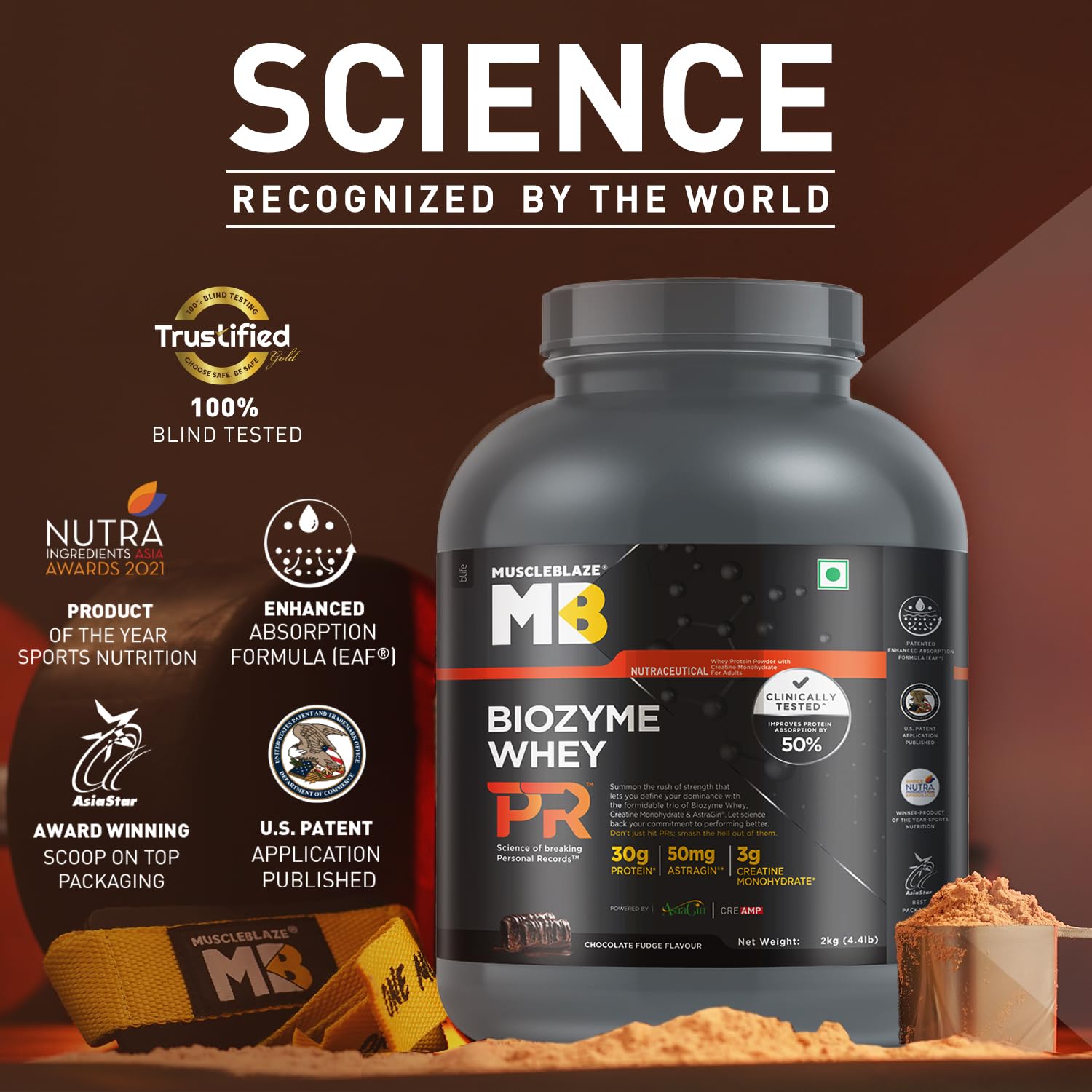 MUSCLEBLAZE BIOZYME WHEY PROTEIN PR POWDER CHOCOLATE FUDGE 4.4LB