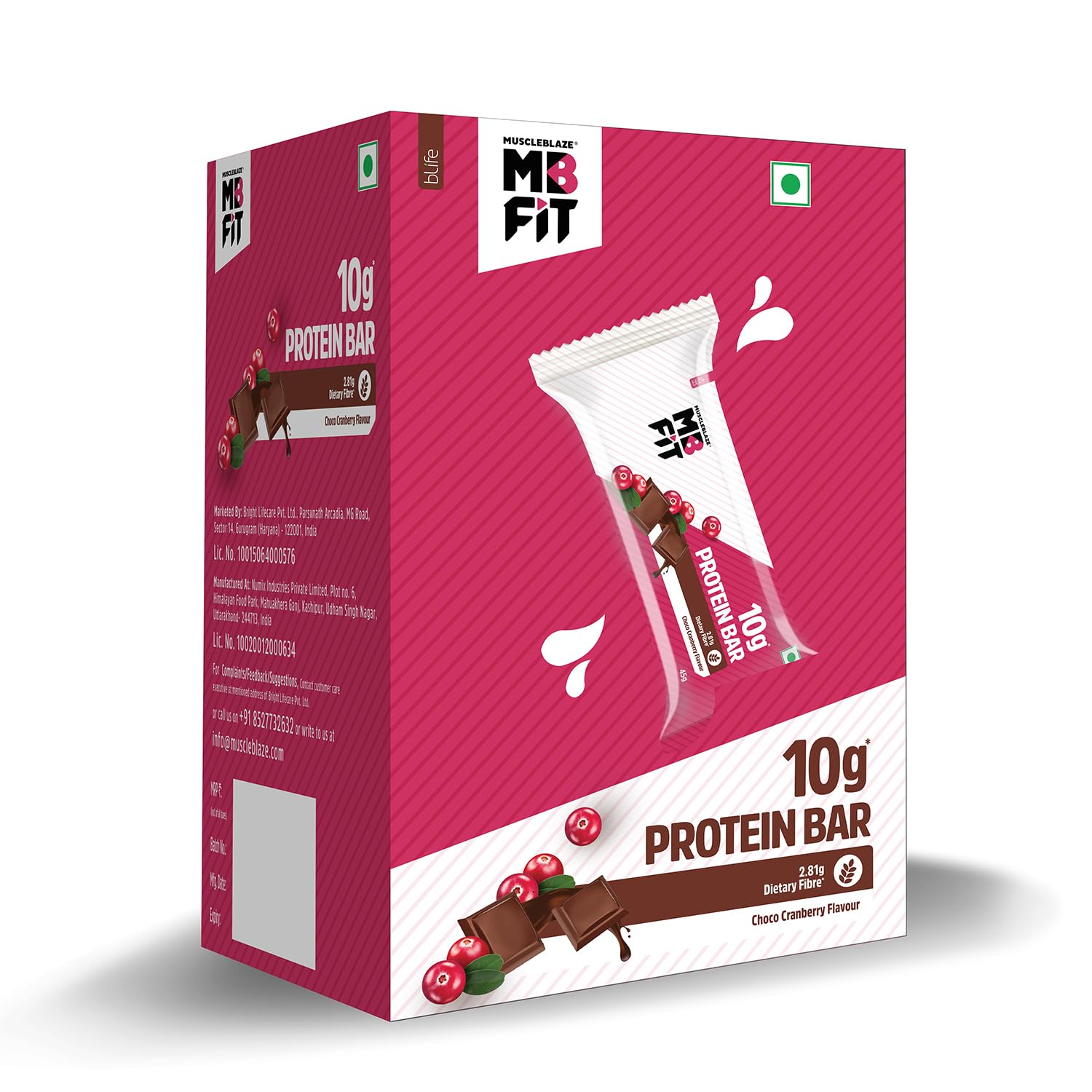 MUSCLEBLAZE PROTEIN BAR ( 10GM PROTEIN ) CHOCO CRANBERRY 6 BARS