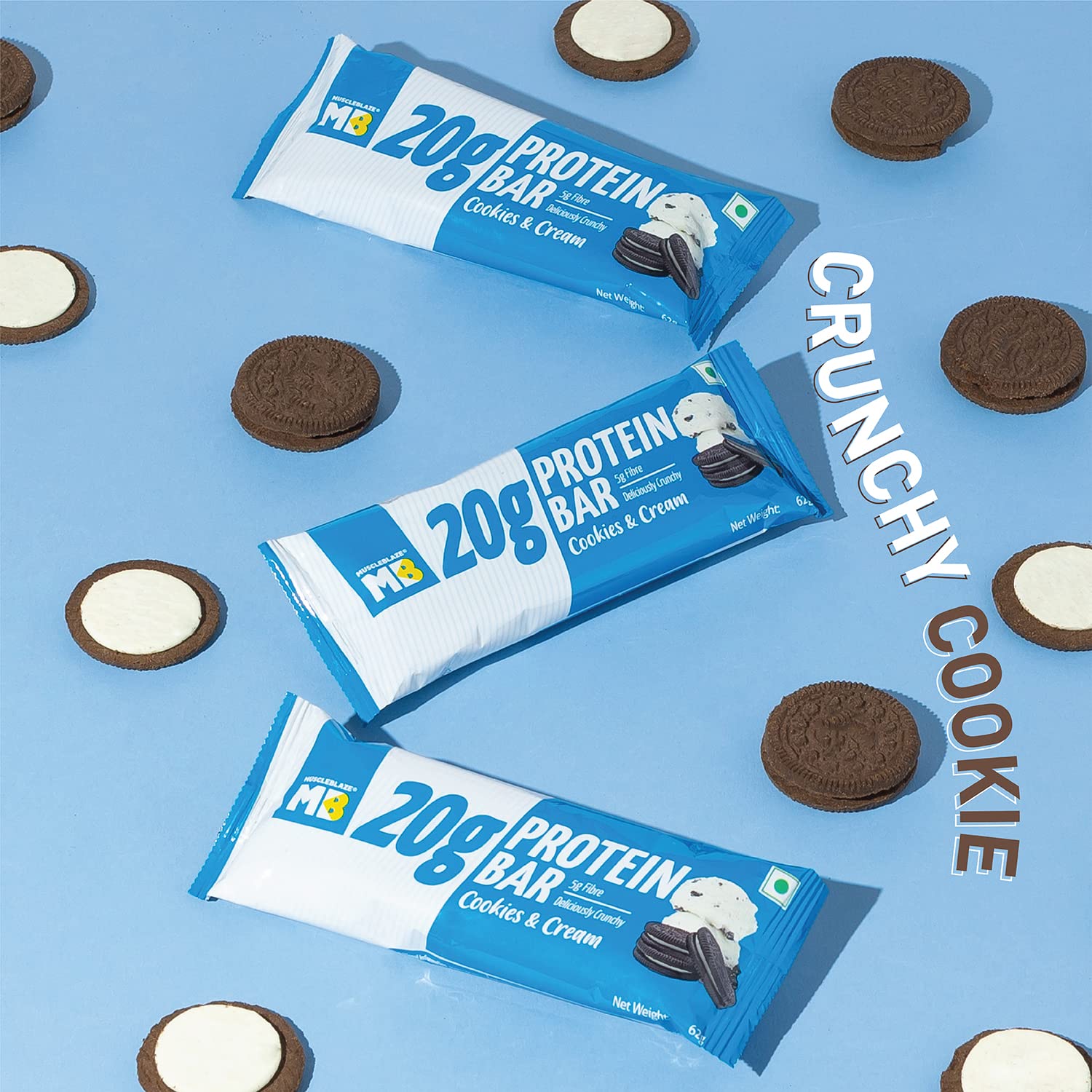 MUSCLEBLAZE PROTEIN BAR ( 20GM PROTEIN ) COOKIES AND CREAM 6 BARS