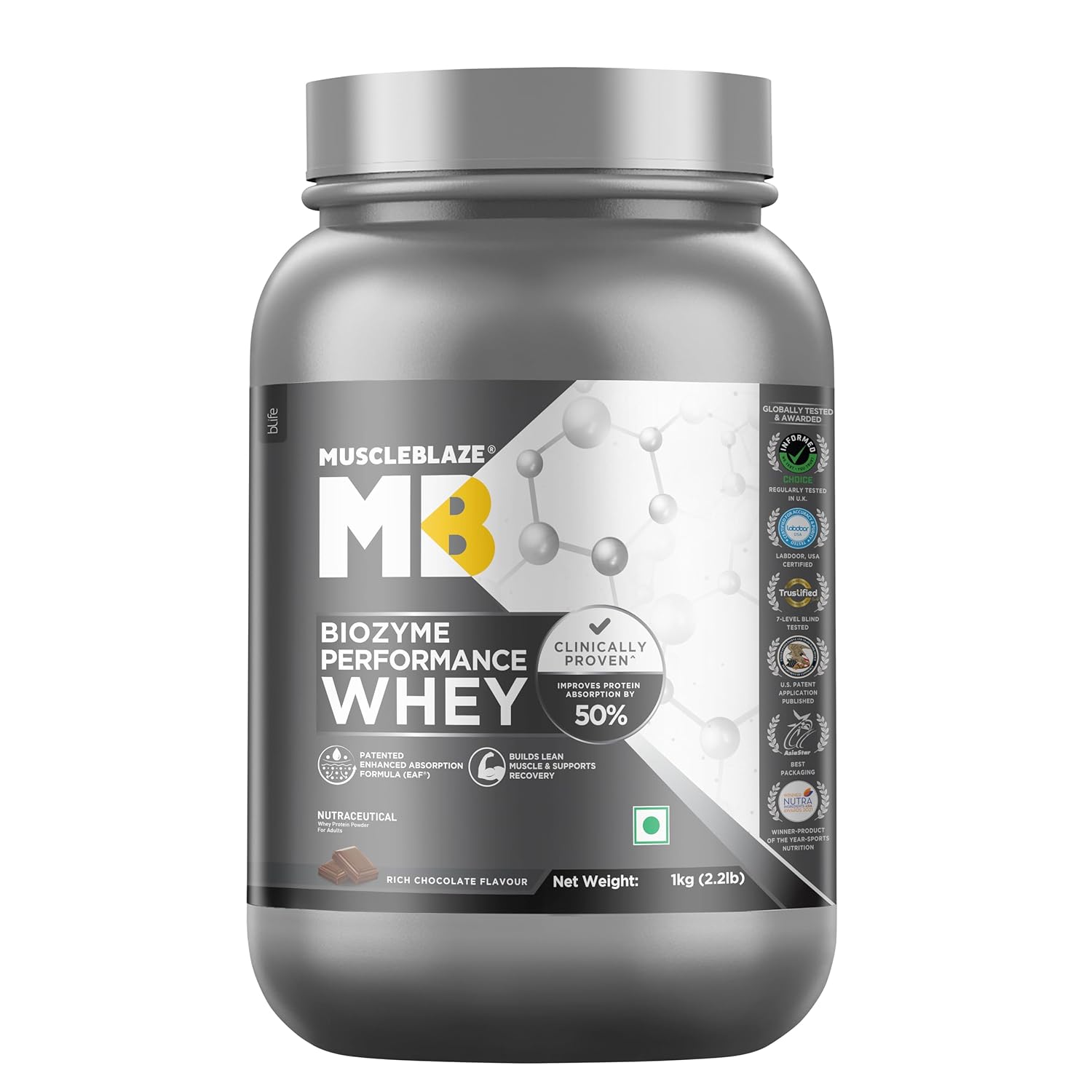 MUSCLEBLAZE BIOZYME PERFORMANCE WHEY 2.2LB RICH CHOCOLATE