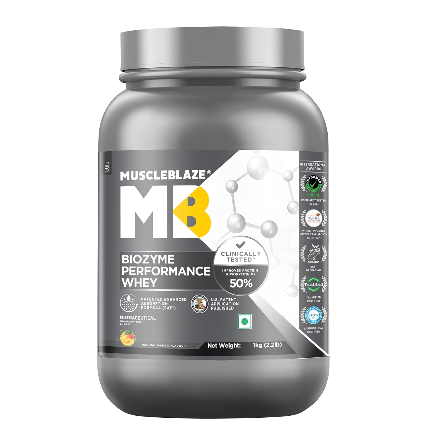 MUSCLEBLAZE BIOZYME PERFORMANCE WHEY 2.2LB MAGICAL MANGO