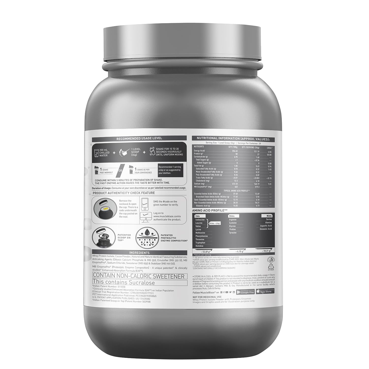 MUSCLEBLAZE BIOZYME ISO-ZERO LOW CARB ICE CREAM CHOCOLATE 1KG