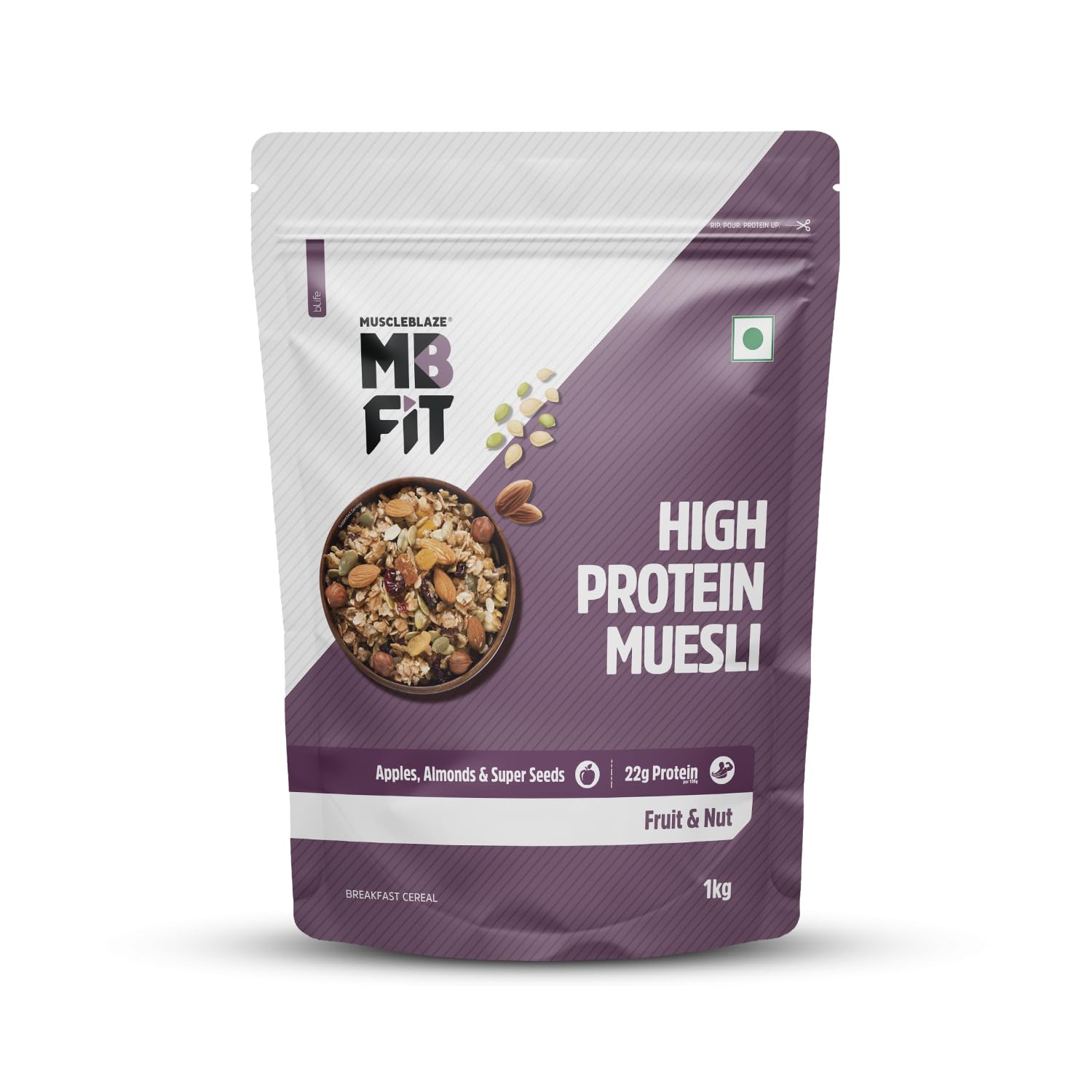 MUSCLEBLAZE HIGH PROTEIN MUESLI FRUITS & NUTS 1KG