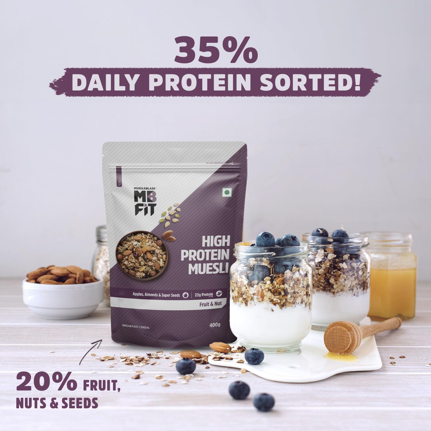 MUSCLEBLAZE HIGH PROTEIN MUESLI FRUITS & NUTS 400GM