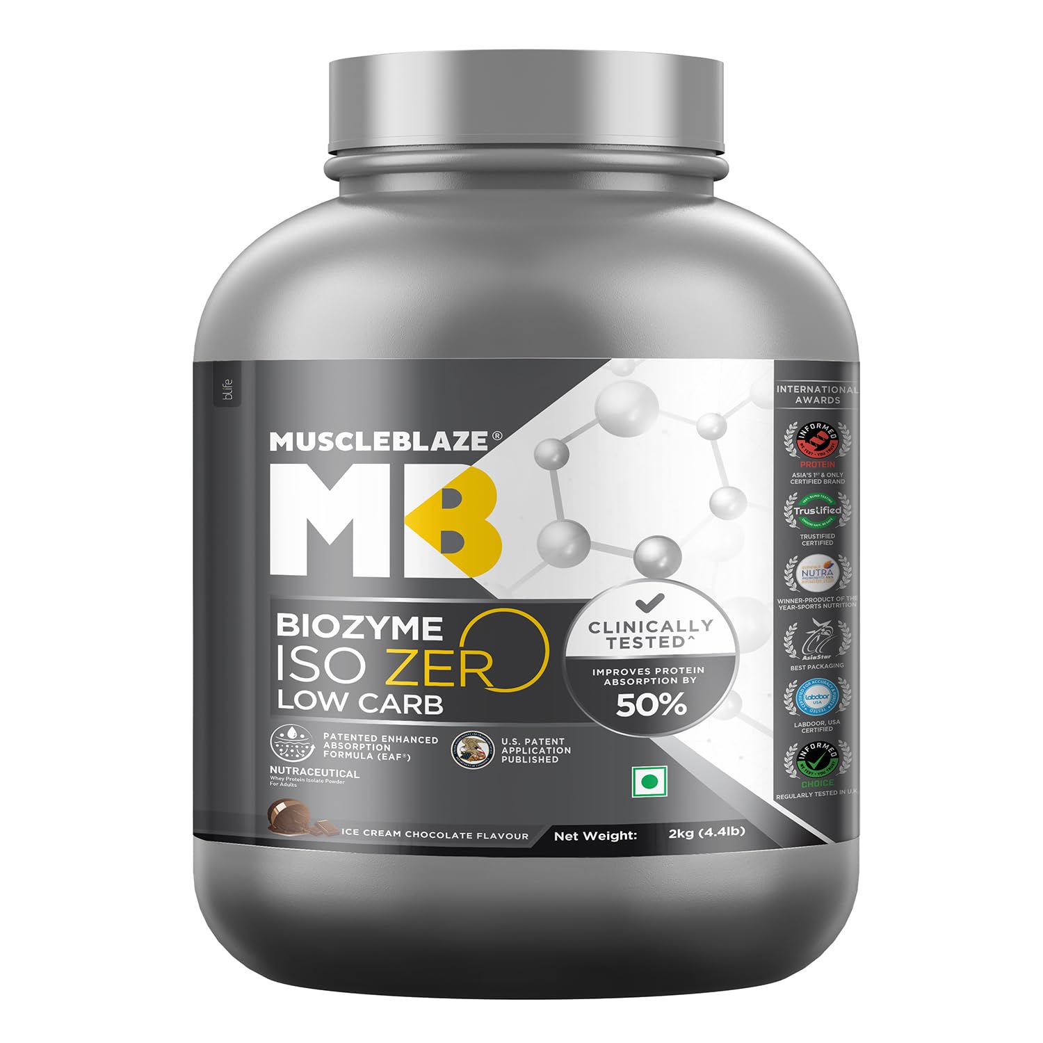 MUSCLEBLAZE BIOZYME ISO-ZERO LOW CARB ICE CREAM CHOCOLATE 4.4LB