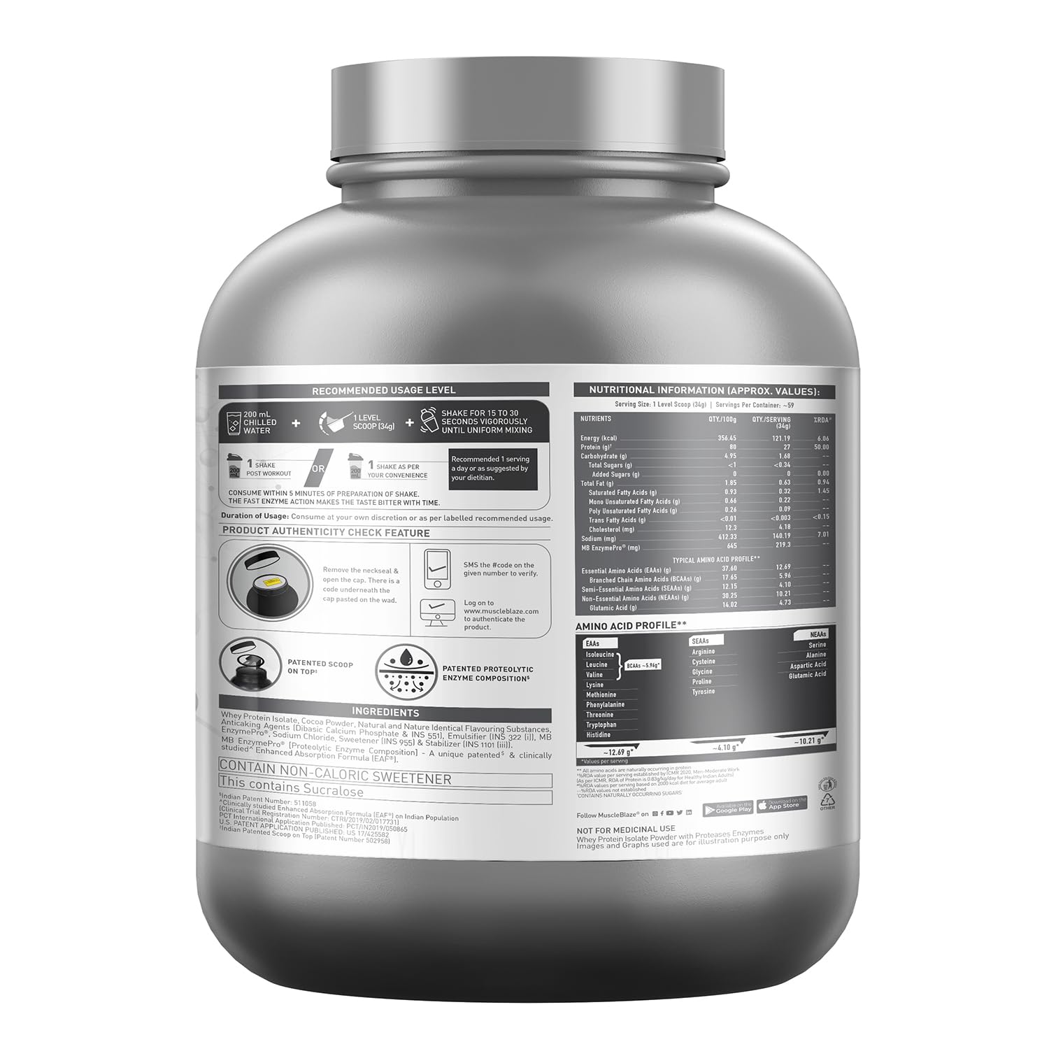 MUSCLEBLAZE BIOZYME ISO-ZERO LOW CARB ICE CREAM CHOCOLATE 4.4LB