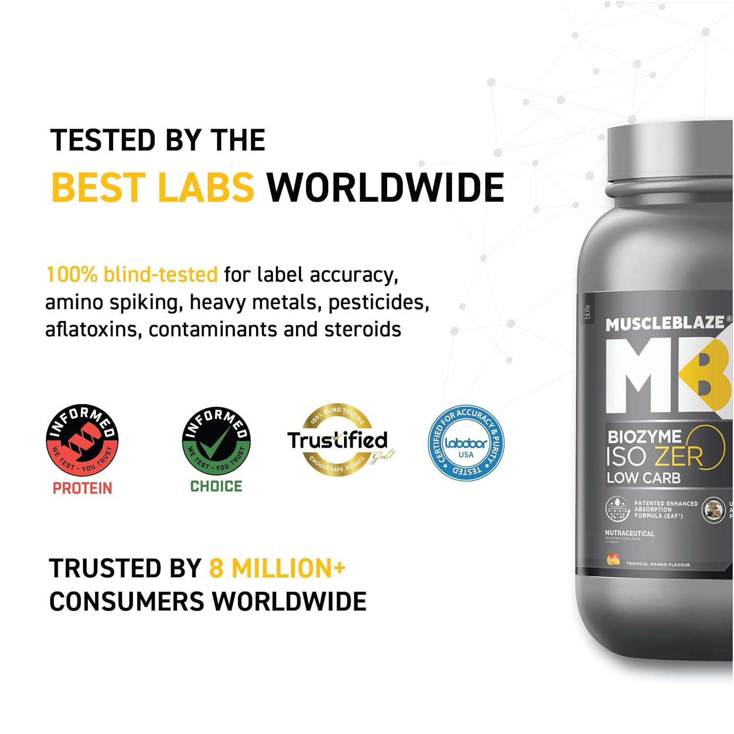 MUSCLEBLAZE BIOZYME ISO-ZERO LOW CARB TROPICAL MANGO 2.2LB