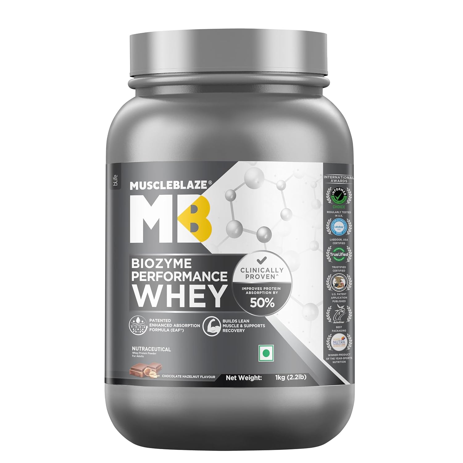 MUSCLEBLAZE BIOZYME PERFORMANCE WHEY 2.2 LB CHOCOLATE HAZELNUT