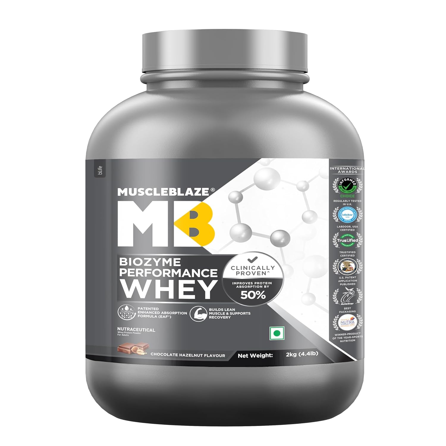 MUSCLEBLAZE BIOZYME PERFORMANCE WHEY 4.4 LB CHOCOLATE HAZELNUT
