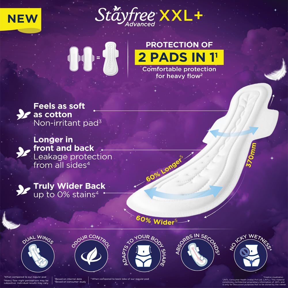 STAYFREE ADVANCED ALL NIGHT XXL+ 8 SOFT COTTON PADS