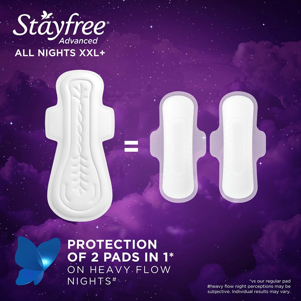 STAYFREE ADVANCED ALL NIGHT XXL+ 8 SOFT COTTON PADS
