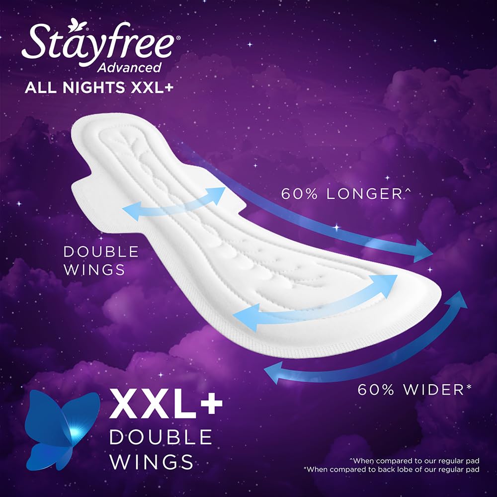 STAYFREE ADVANCED ALL NIGHT XXL+ 8 SOFT COTTON PADS