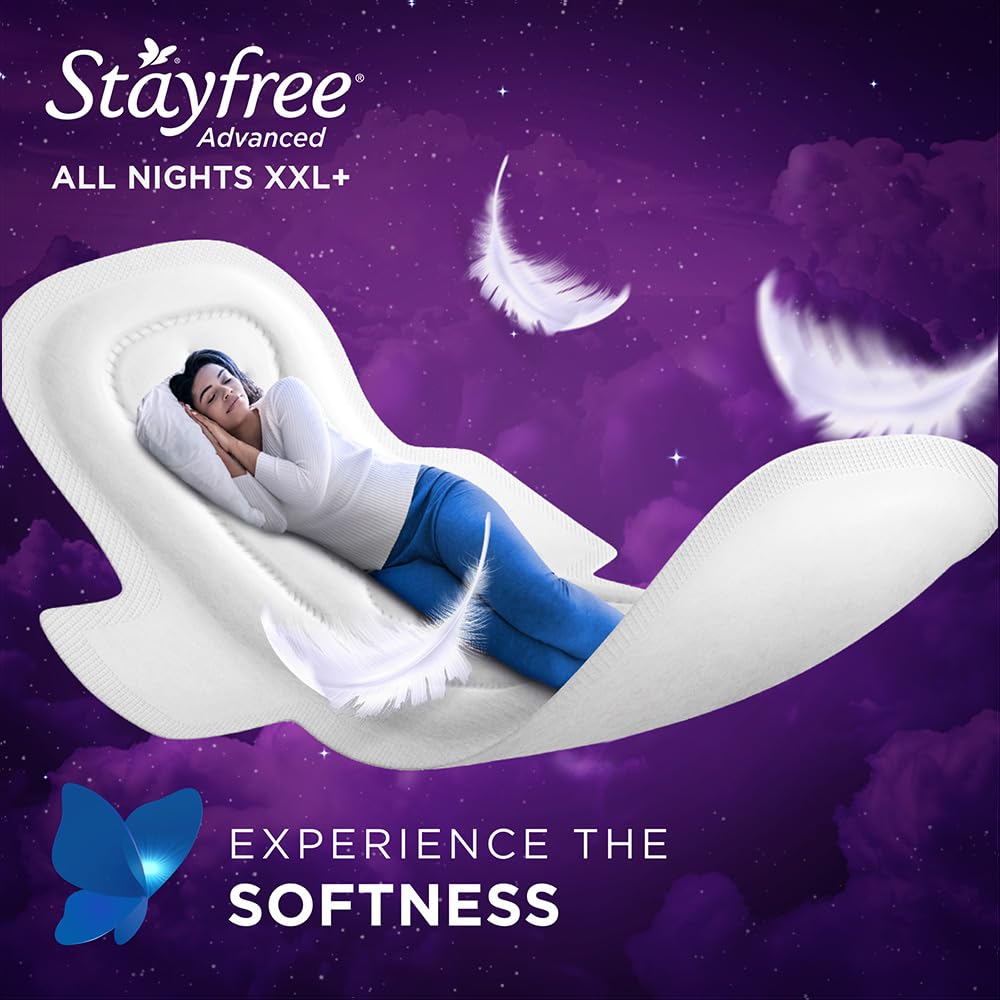 STAYFREE ADVANCED ALL NIGHT XXL+ 8 SOFT COTTON PADS