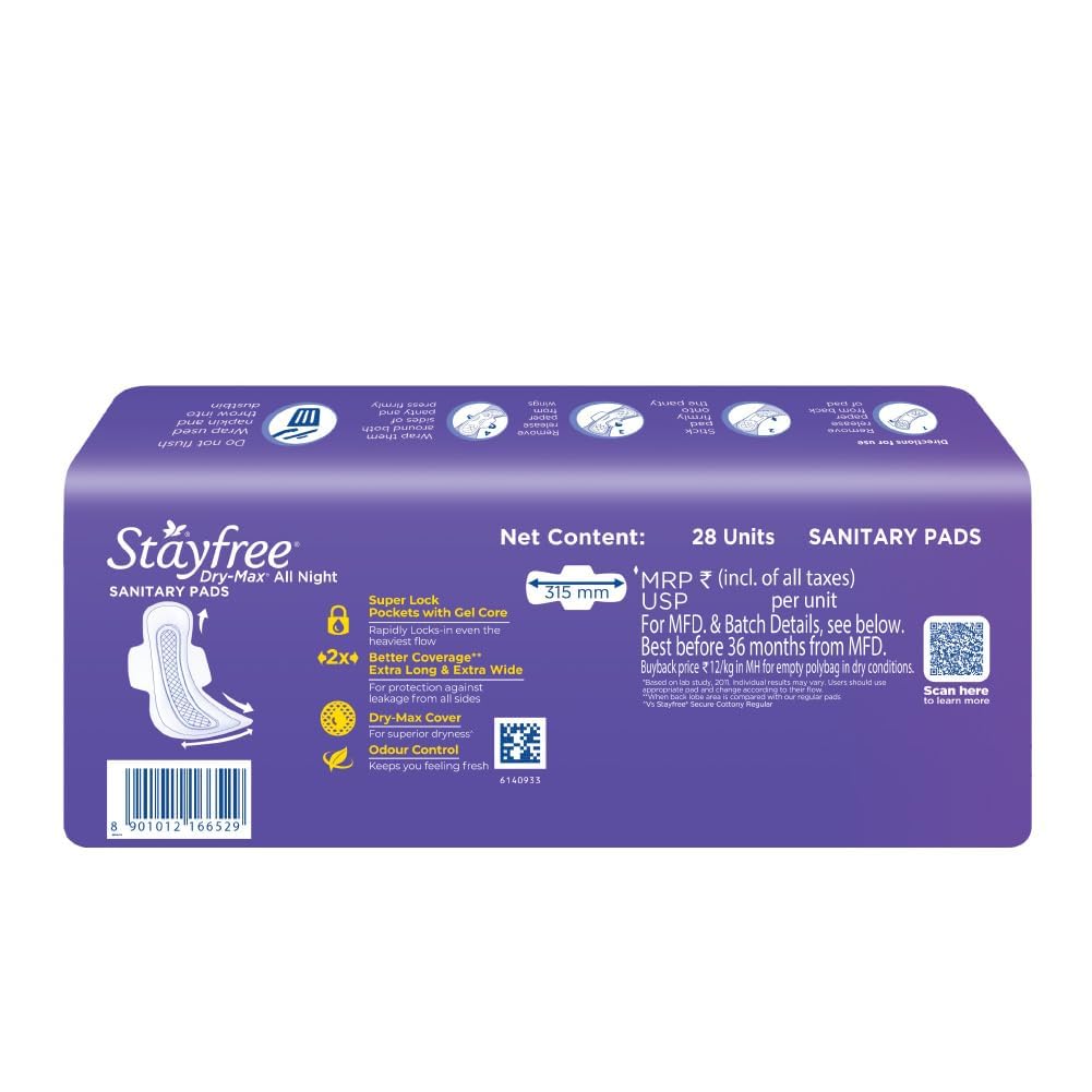 STAYFREE DRY MAX ALL NIGHT XXL 28 PADS