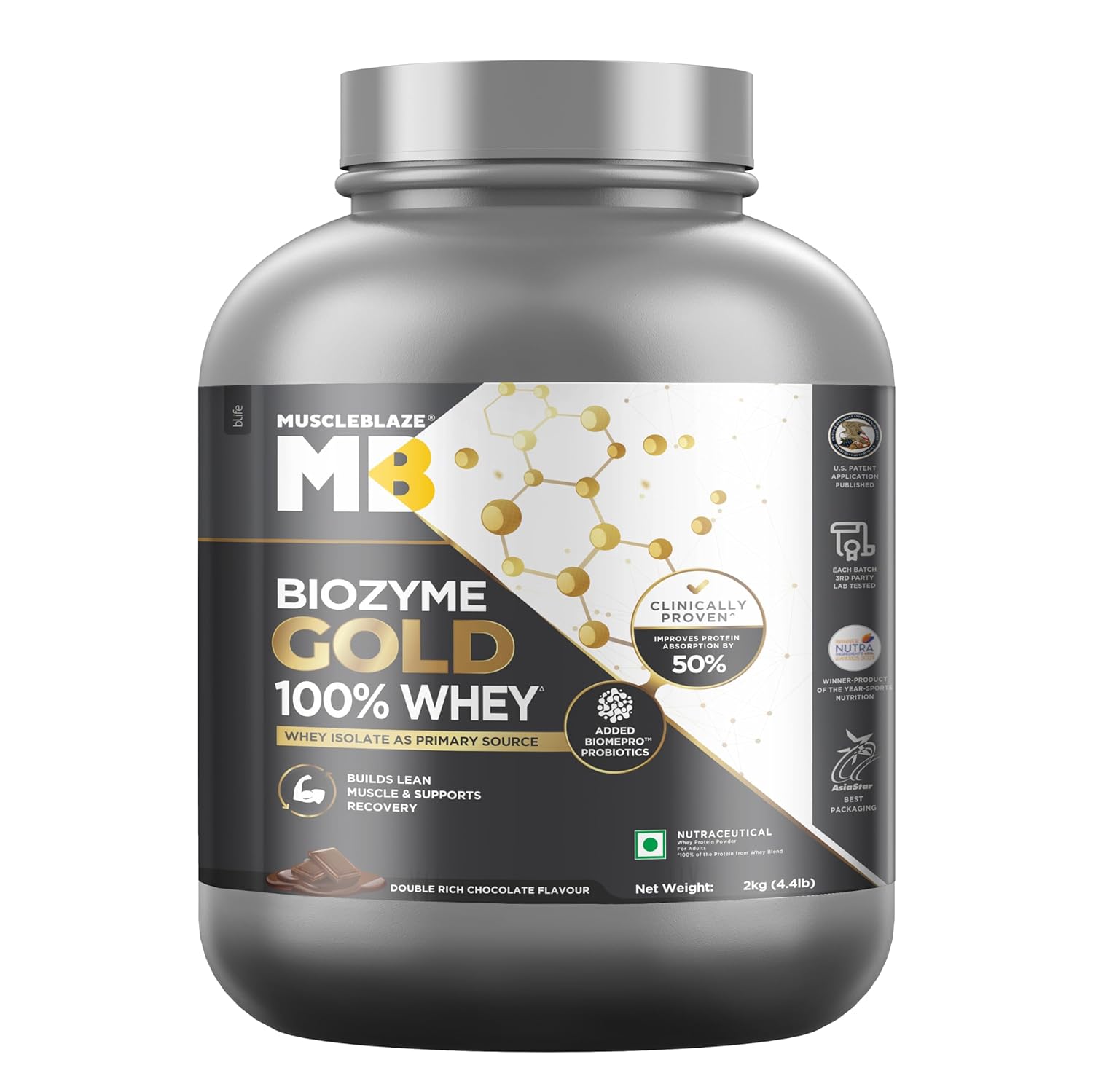 MUSCLEBLAZE BIOZYME GOLD WHEY PROTEIN DOUBLE RICH CHOCOLATE 2KG