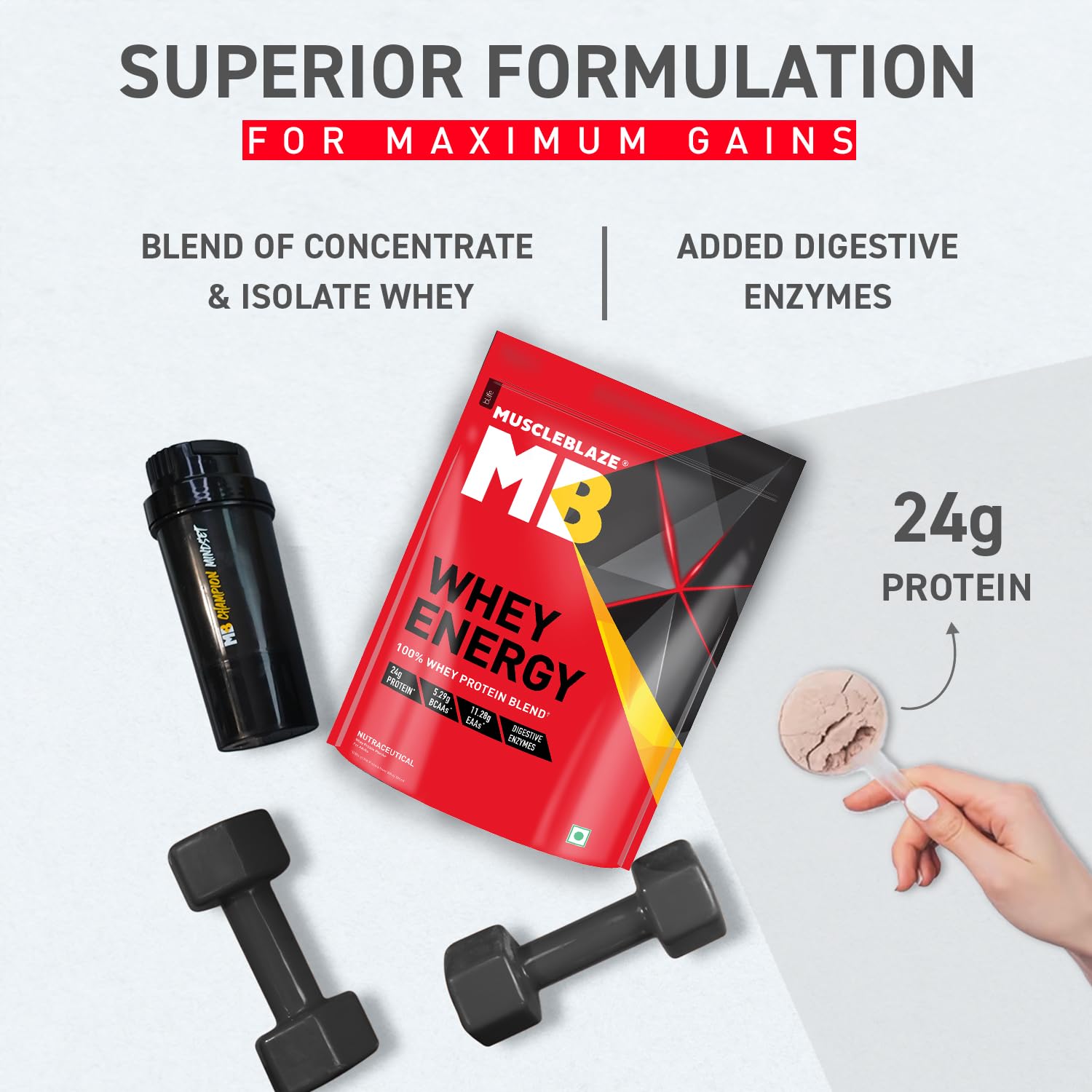 MUSCLEBLAZE WHEY ENERGY WHEY PROTEIN CHOCOLATE 1 KG