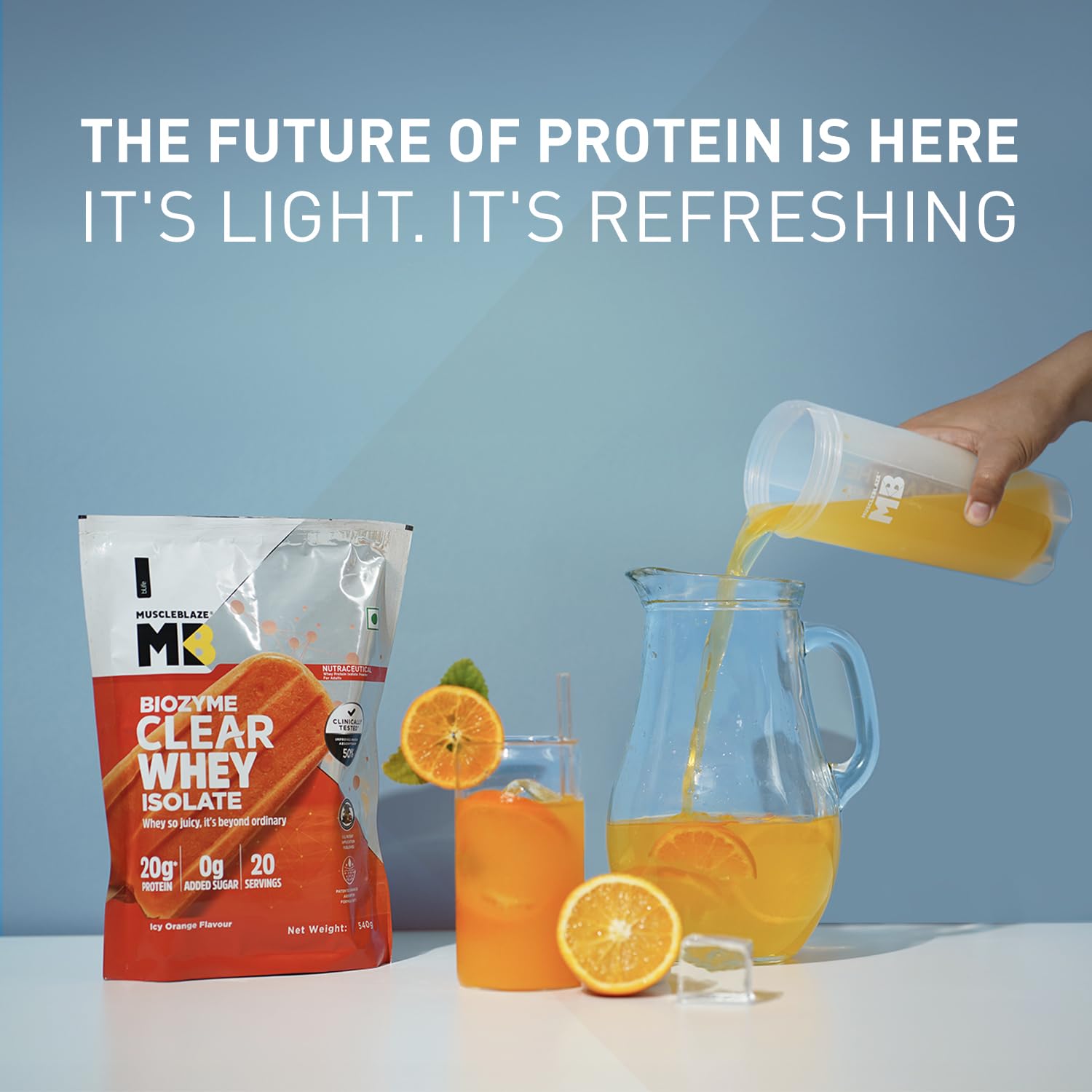 MUSCLEBLAZE BIOZYME CLEAR WHEY PROTEIN ISOLATE ICY ORANGE 540 GM