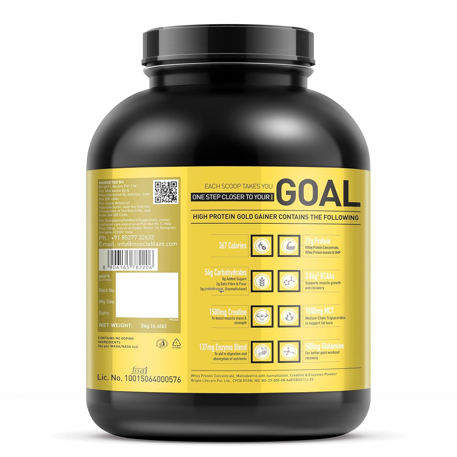 MUSCLEBLAZE HIGH PROTEIN GOLD GAINER CHOCOLATE 3 KG