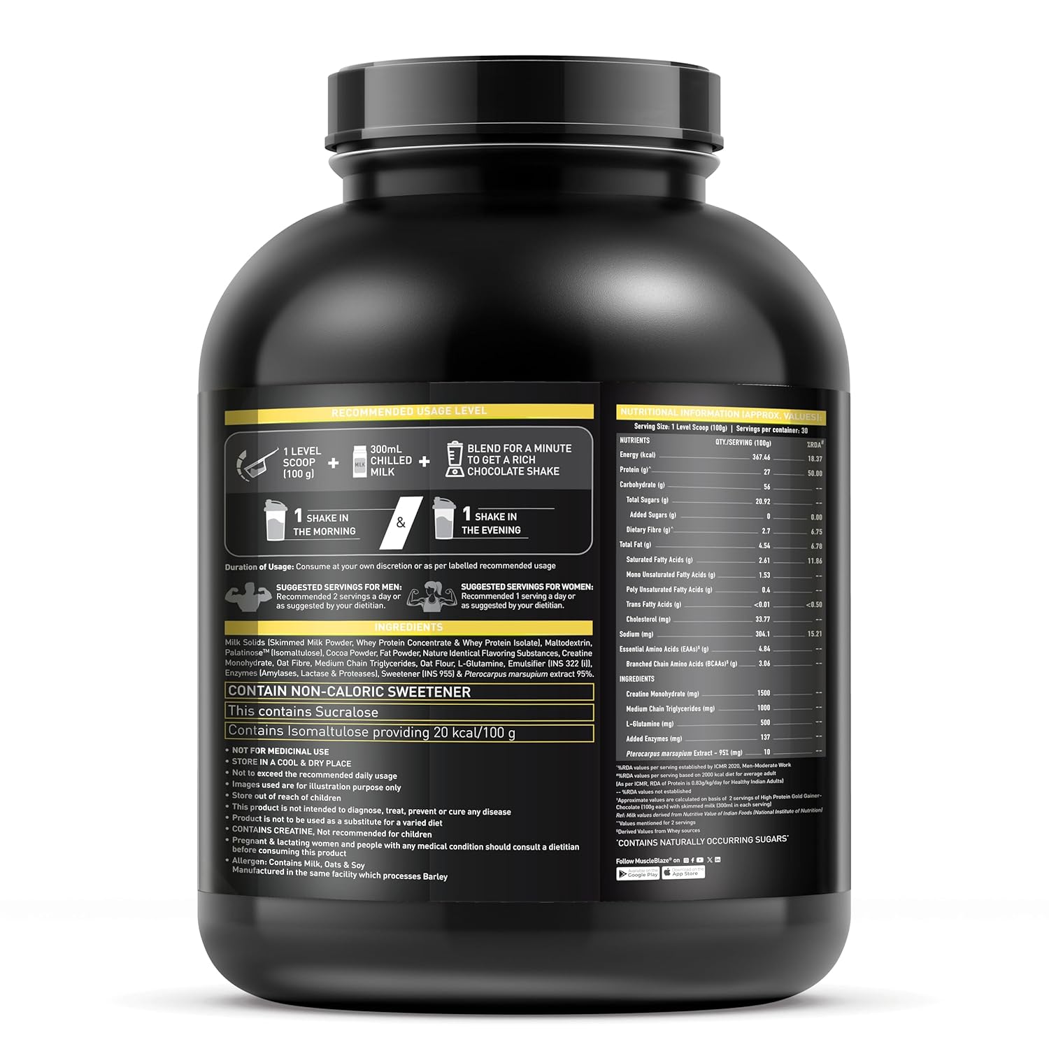 MUSCLEBLAZE HIGH PROTEIN GOLD GAINER CHOCOLATE 3 KG
