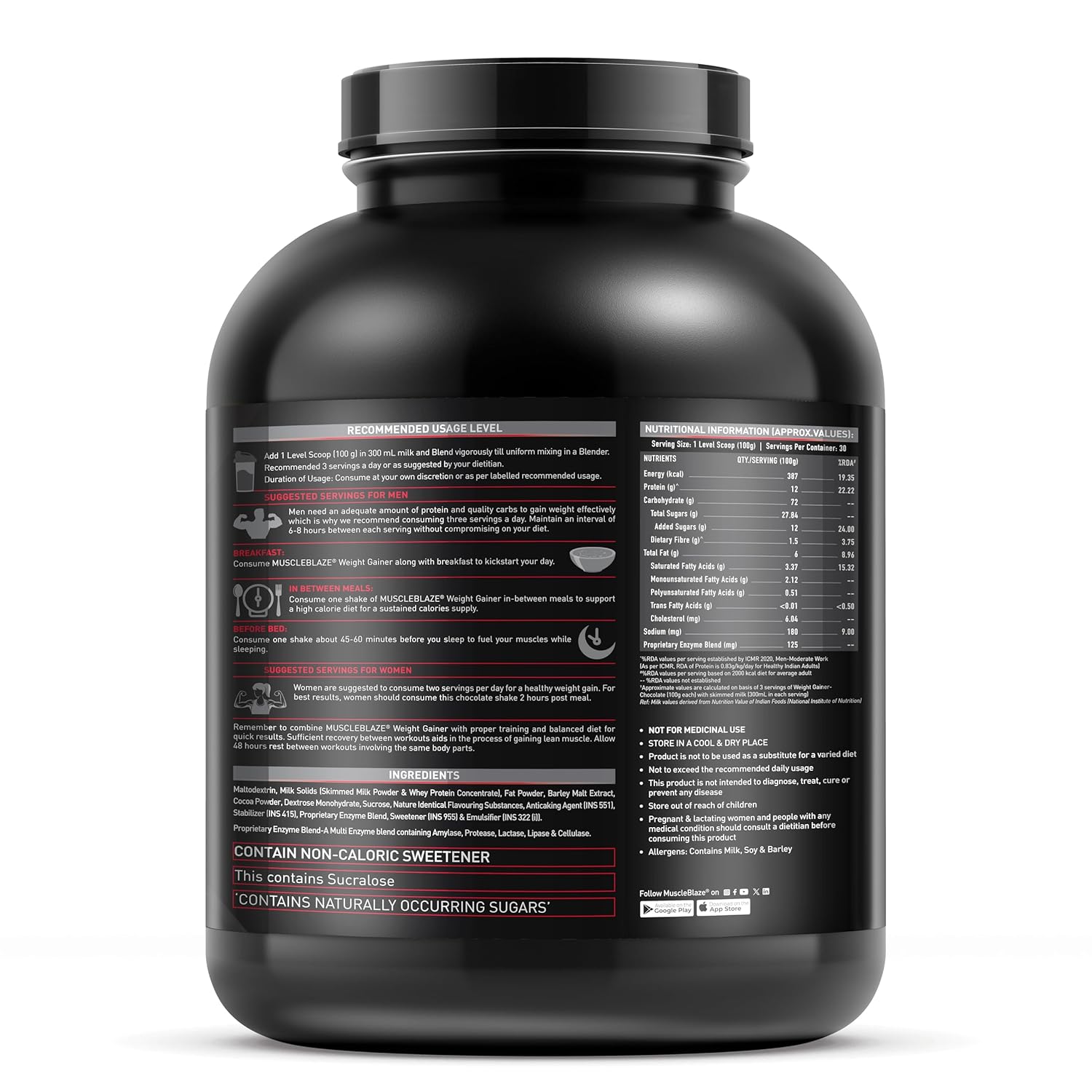 MUSCLEBLAZE WEIGHT GAINER WITH DIGEZYME CHOCOLATE 3KG