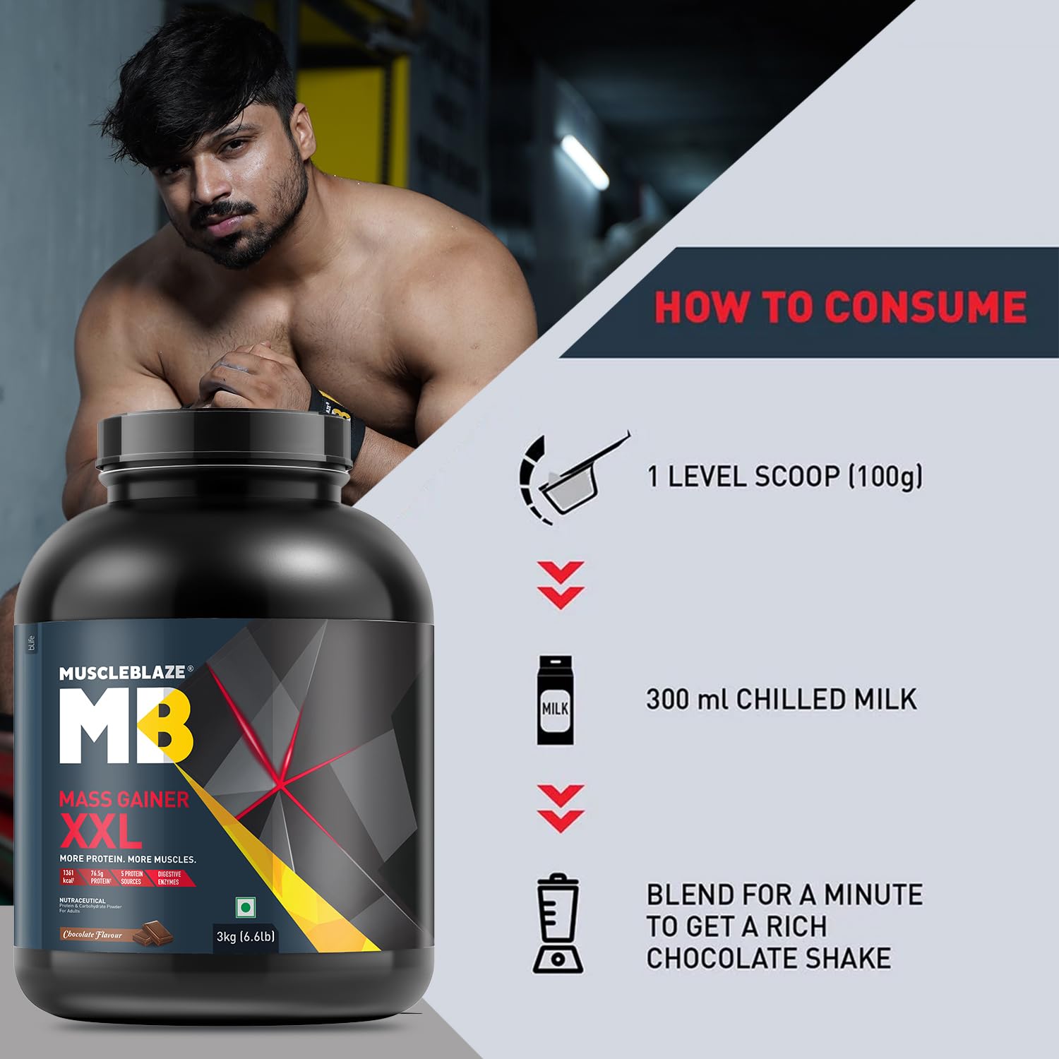 MUSCLEBLAZE MASS GAINER XXL CHOCOLATE 3KG