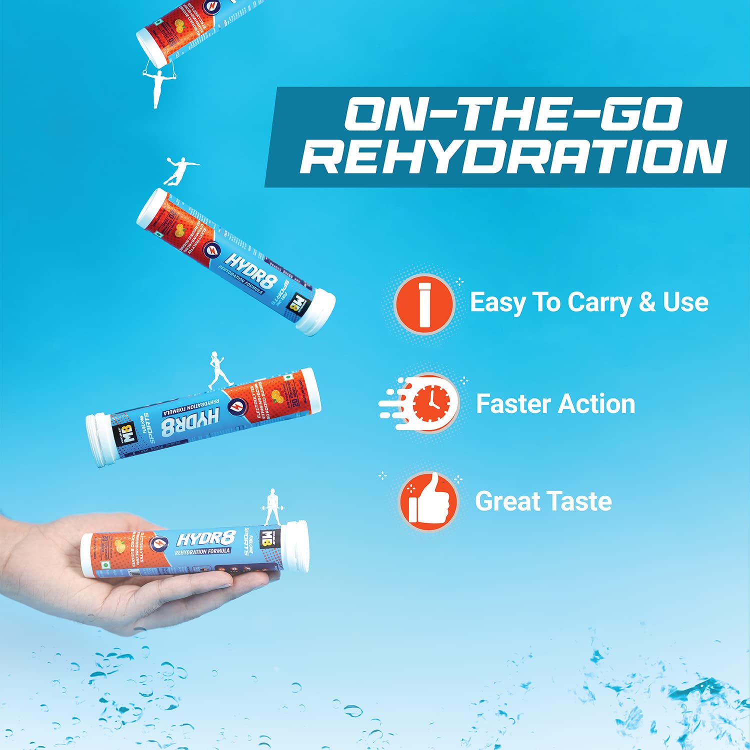 MUSCLEBLAZE FUELONE HYDR8 ZESTY ORANGE 20 TABLETS