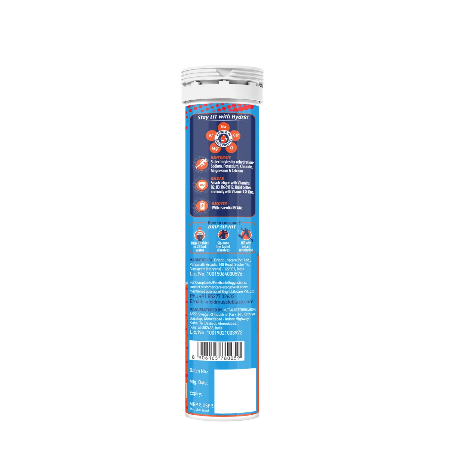 MUSCLEBLAZE FUELONE HYDR8 ZESTY ORANGE 20 TABLETS