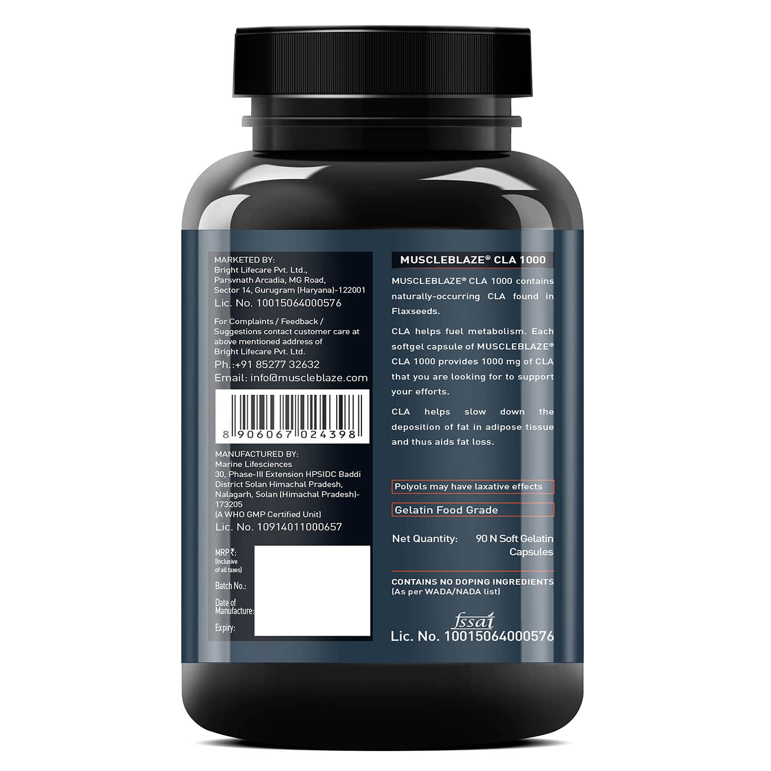 MUSCLEBLAZE CLA1000 FAT BURNER 90 CAPSULES