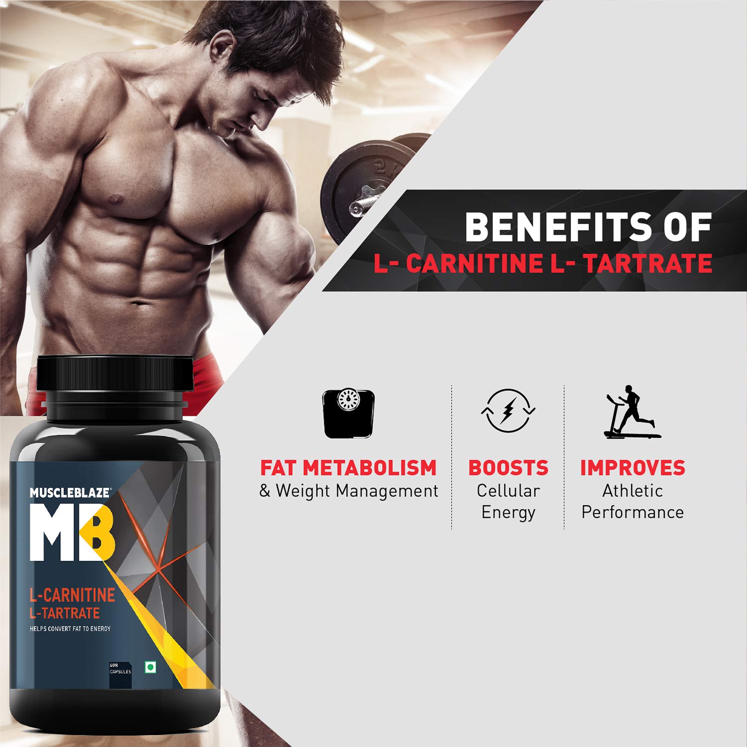 MUSCLEBLAZE L-CARNITINE & L-TARTRATE UNFLAVOURED 60 CAPSULES