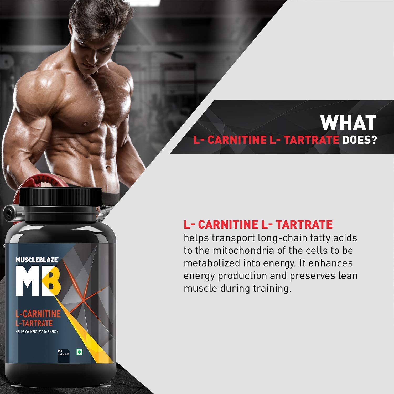 MUSCLEBLAZE L-CARNITINE & L-TARTRATE UNFLAVOURED 60 CAPSULES