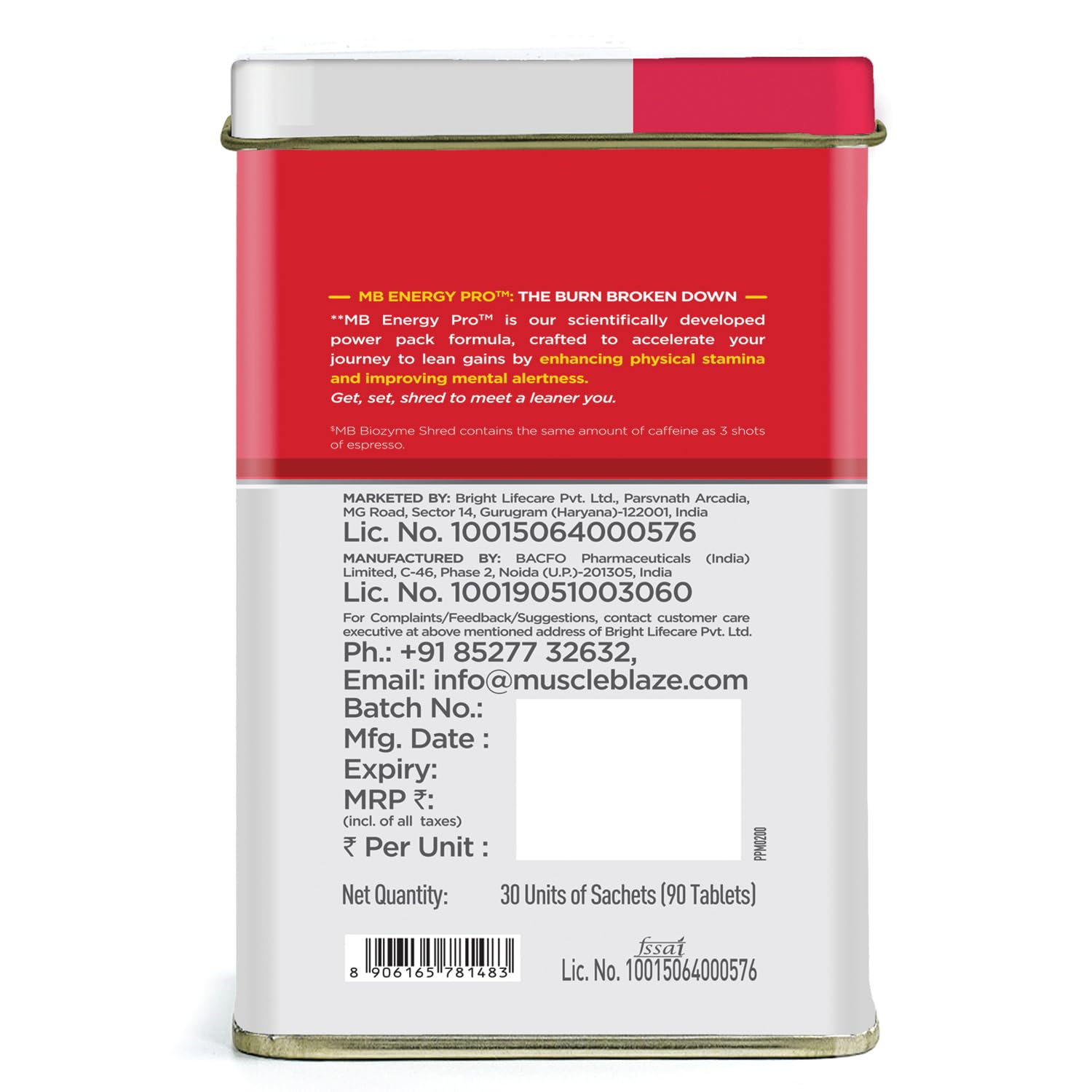 MUSCLEBLAZE BIOZYME SHRED 90 TABLETS