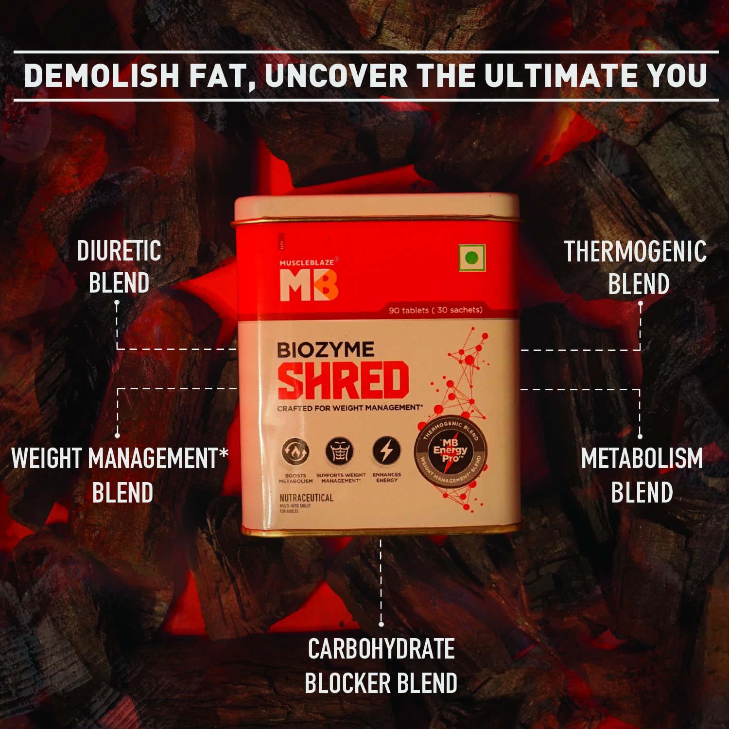 MUSCLEBLAZE BIOZYME SHRED 90 TABLETS