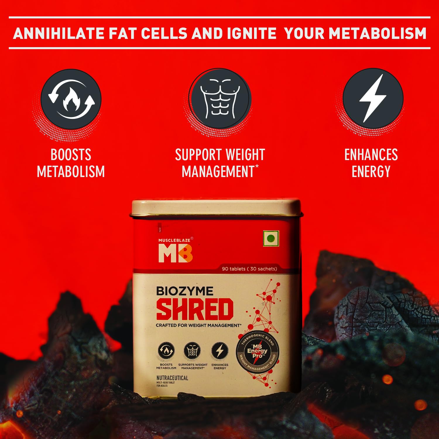 MUSCLEBLAZE BIOZYME SHRED 90 TABLETS