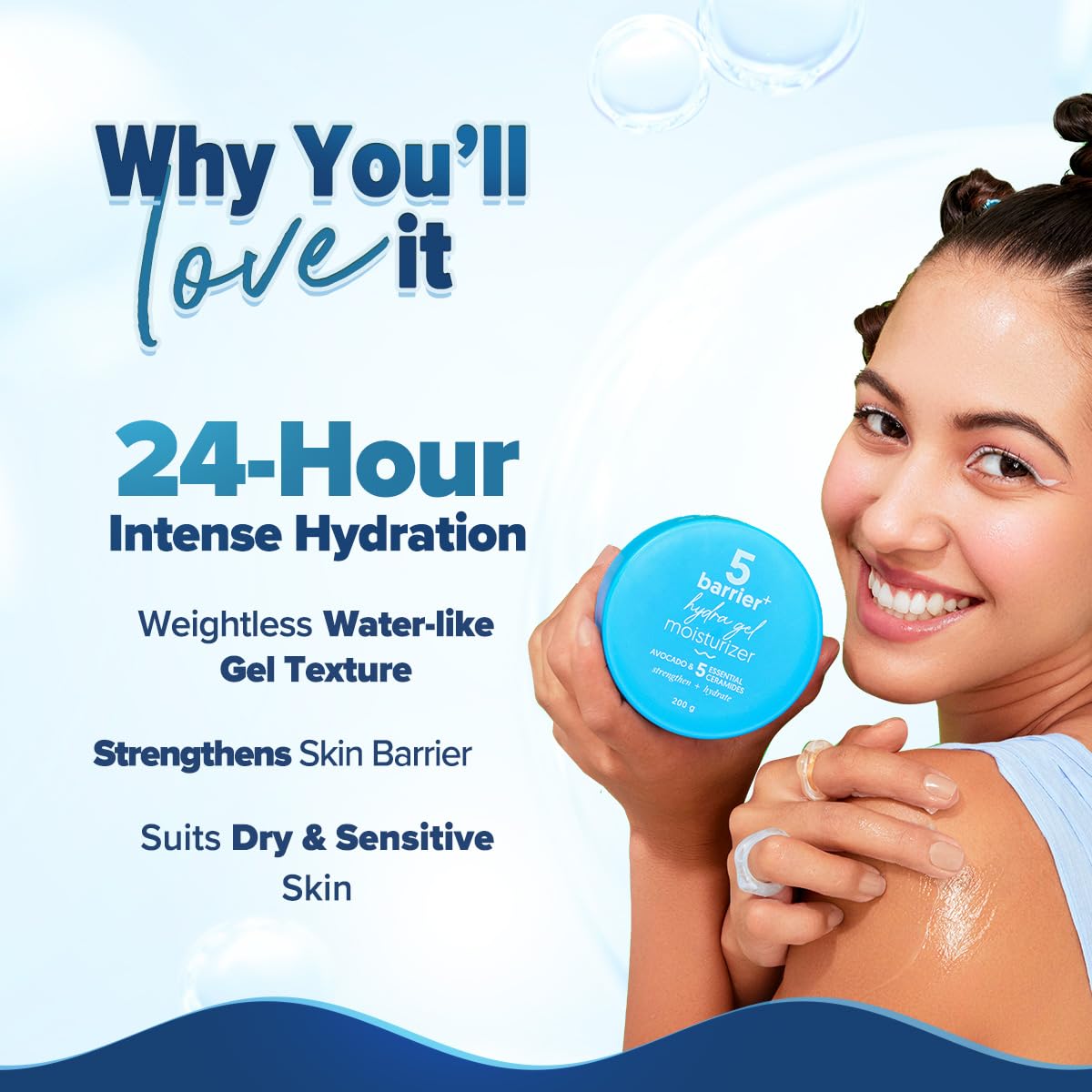AQUALOGICA BARRIER + HYDRA GEL MOISTURIZER WITH 5 CERAMIDES & AVOCADO 200GM