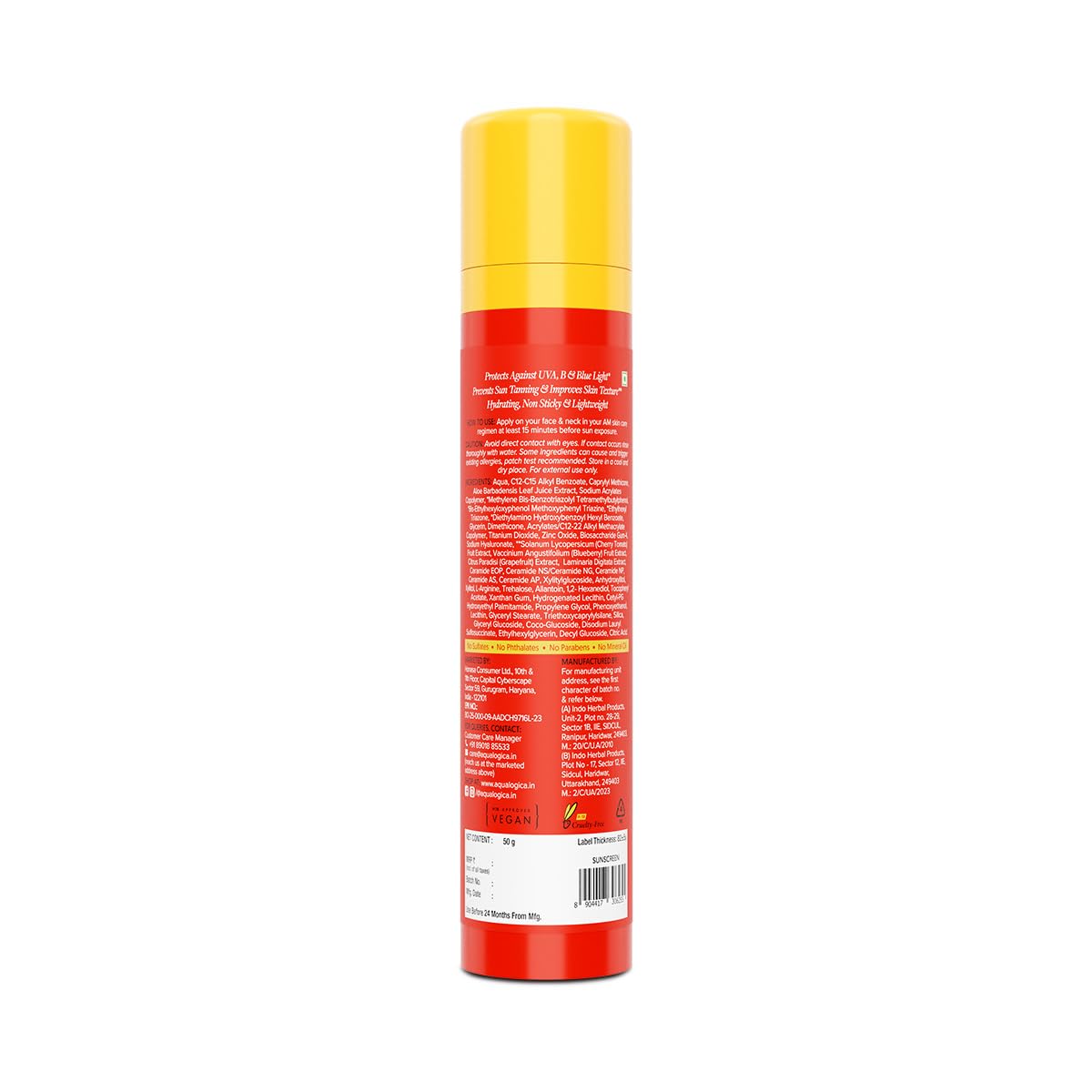 AQUALOGICA DETAN+DEWY SUNSCREEN SPF50+ PA++++ WITH CHERRY TOMATO & HYALURONIC ACID 50GM