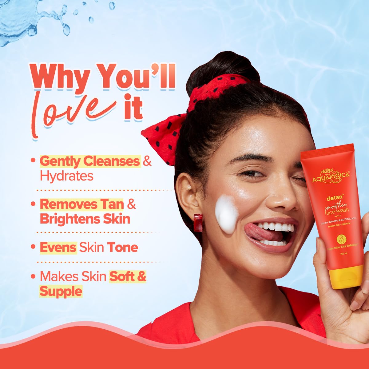 AQUALOGICA DETAN+SMOOTHIE FACE WASH WITH GLYCOLIC ACID - OILY, DRY, SENSITIVE &COMBINATION SKIN 100M