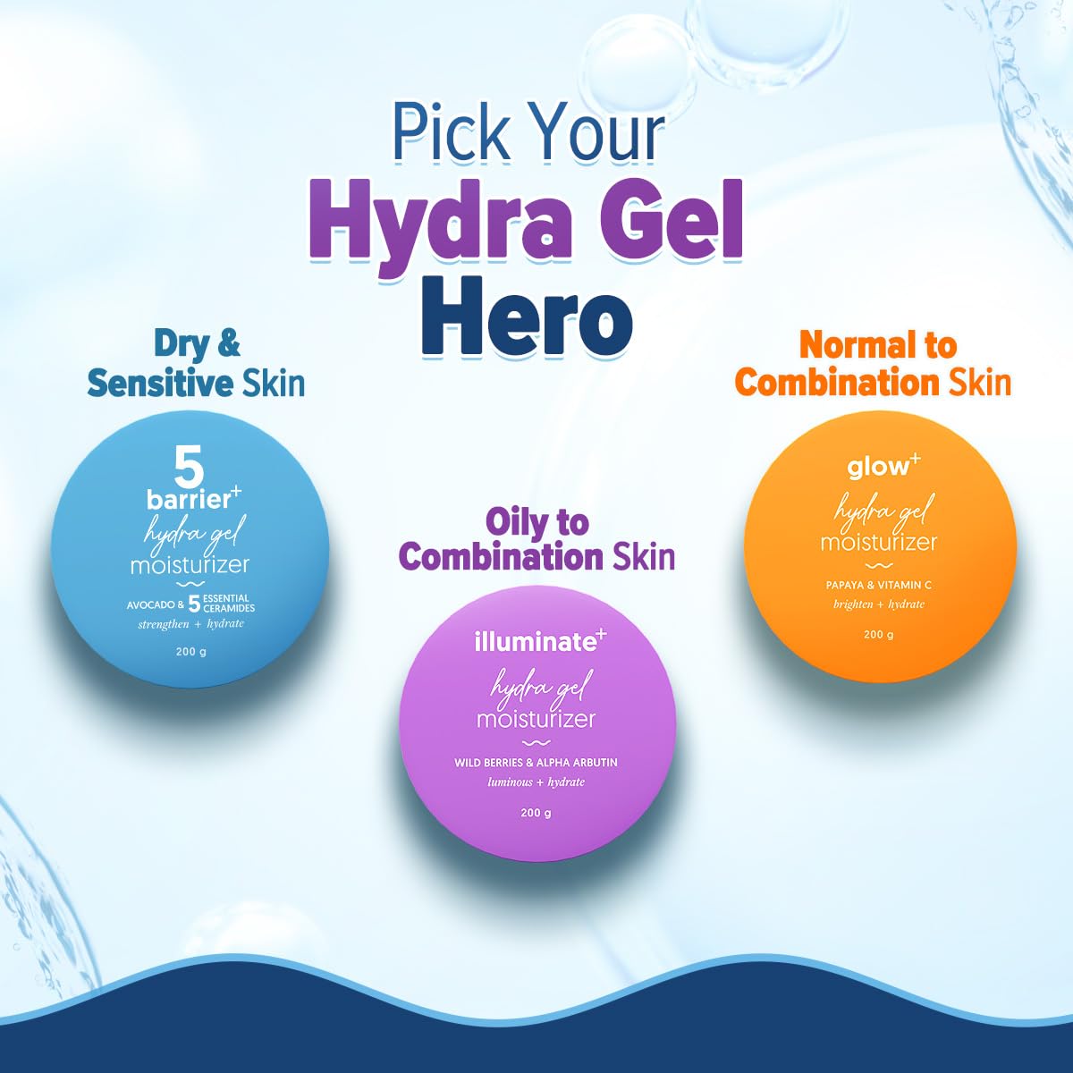 AQUALOGICA ILLUMINATE + HYDRA GEL MOISTURIZER WITH WILD BERRIES & ALPHA ARBUTIN 200GM
