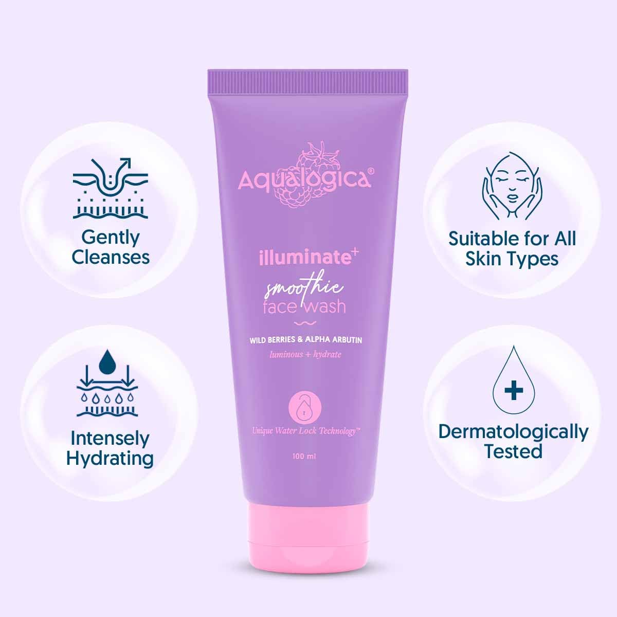 AQUALOGICA ILLUMINATE + SMOOTHIE FACE WASH WITH WILD BERRIES FOR GLOWING , COMBINATION & DRY SKIN 10