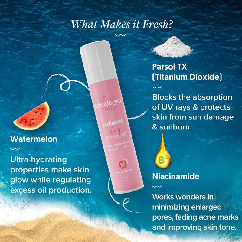 AQUALOGICA RADIANCE + DEWY SUNSCREEN GEL  SPF 50+ PA+++ 50GM