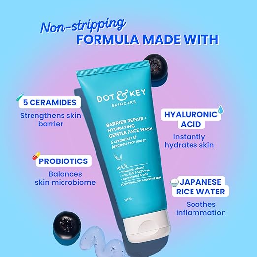 DOT & KEY BARRIER REPAIR + HYDRATING GENTLE FACE WASH WITH PROBIOTIC 100ML