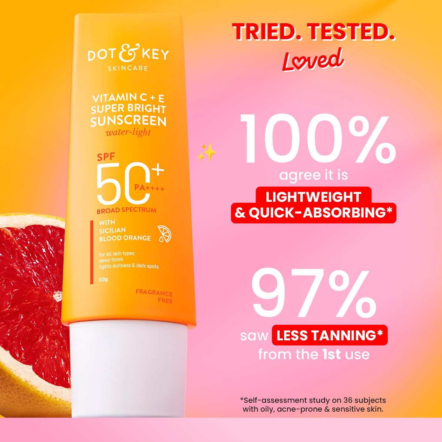 DOT & KEY VITAMIN C + E SUPER BRIGHT SUNSCREEN WITH LIQUID SPF 50+++ FOR ALL SKIN TYPES 50GM