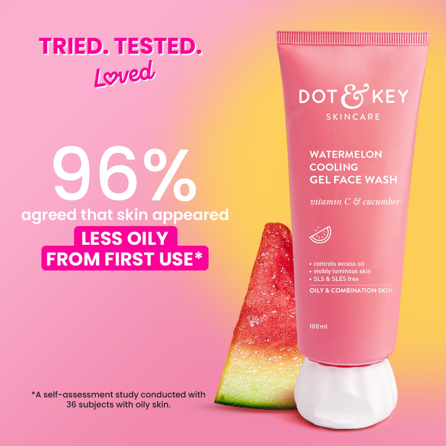 DOT & KEY WATERMELON COOLING GEL FACE WASH WITH VITAMIN C & CUCUMBER 100ML