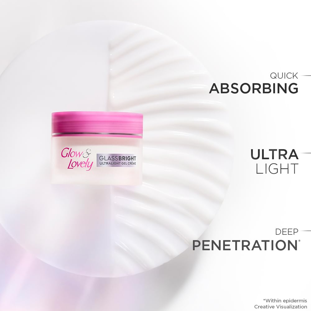 GLOW AND LOVELY GLASSBRIGHT ULTRALIGHT GEL CREAM WITH NIACINAMIDE, HYALURONIC SERUM 23GM