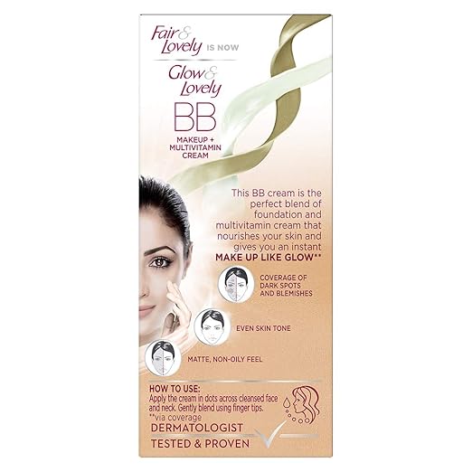 GLOW & LOVELY BB CREAM MAKE UP + MULTIVITAMIN CREAM SHADE 01, 9 G