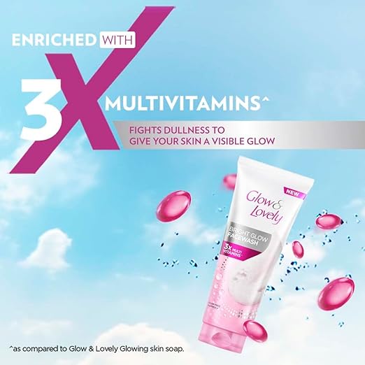 GLOW AND LOVELY BRIGHT GLOW FACE WASH 100GM